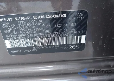2018 Mitsubishi Outlander Sel from USA, damaged, VIN JA4AD3A3XJZ014787